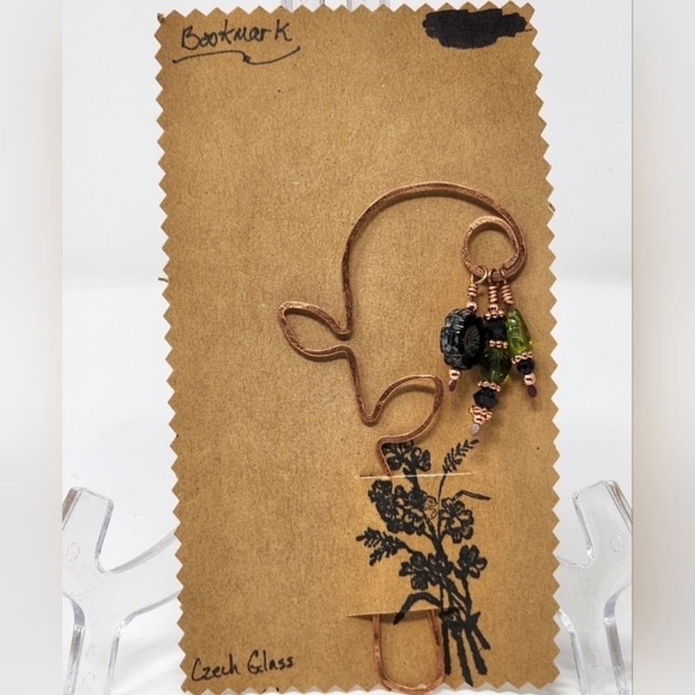 Hand Made Copper Wire And Czech Glass Bookmark